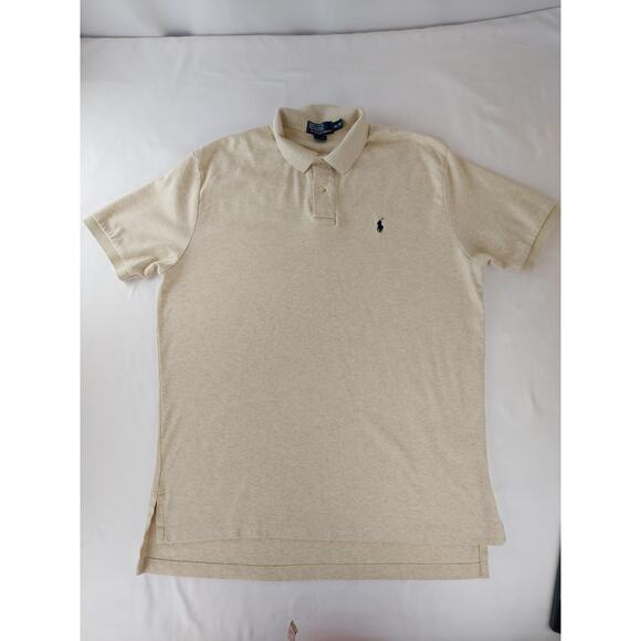 Vintage Polo Ralph Lauren Men's Heather Beige Short Sleeve Polo Preppy Shirt XL - Picture 1 of 10